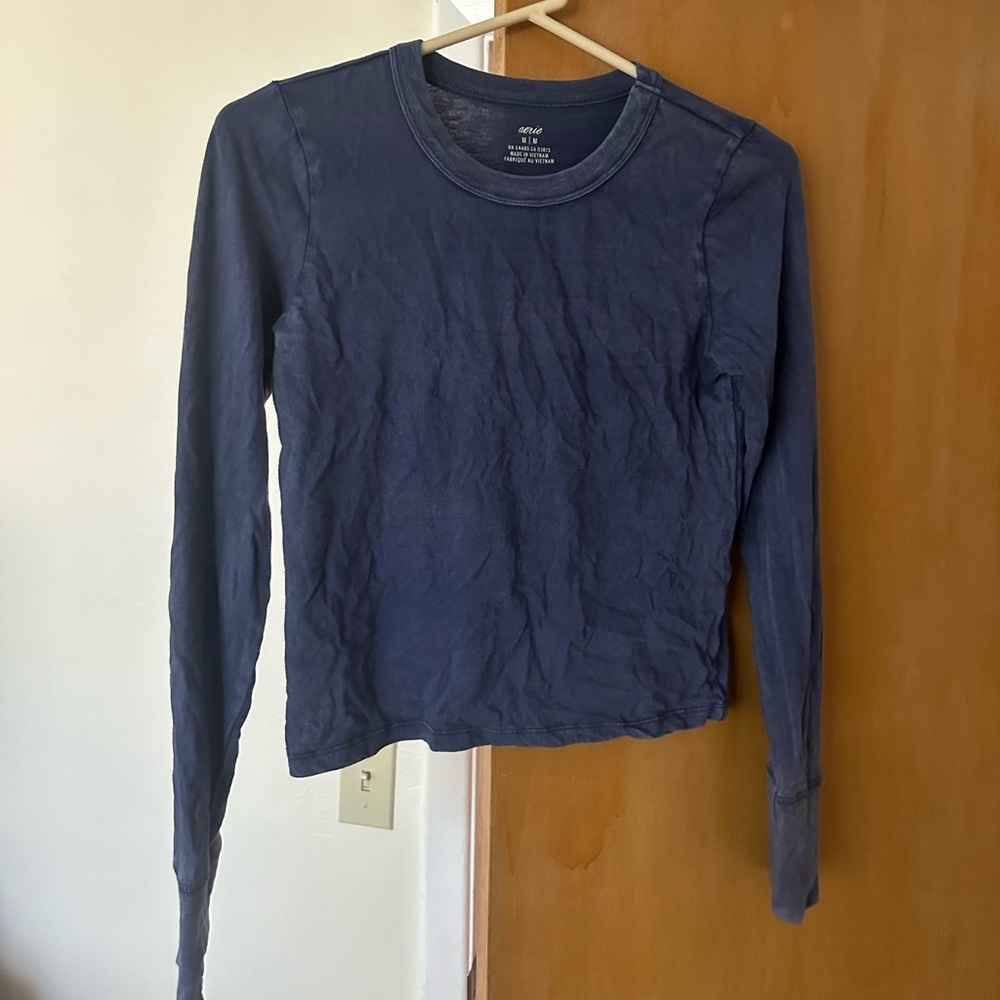 Aerie long sleeve cropped shirt